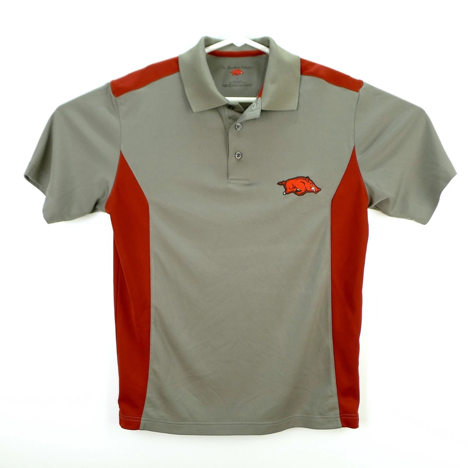 Arkansas Razorback Gray Red Logo Polo Mens S Short Sleeve Authentic Collection