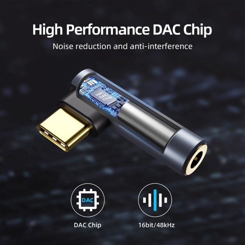 Upgrades Type C To 3.5mm Sound Dongle Right Angle Adapter for Smartphones Use - Photo 6 sur 8