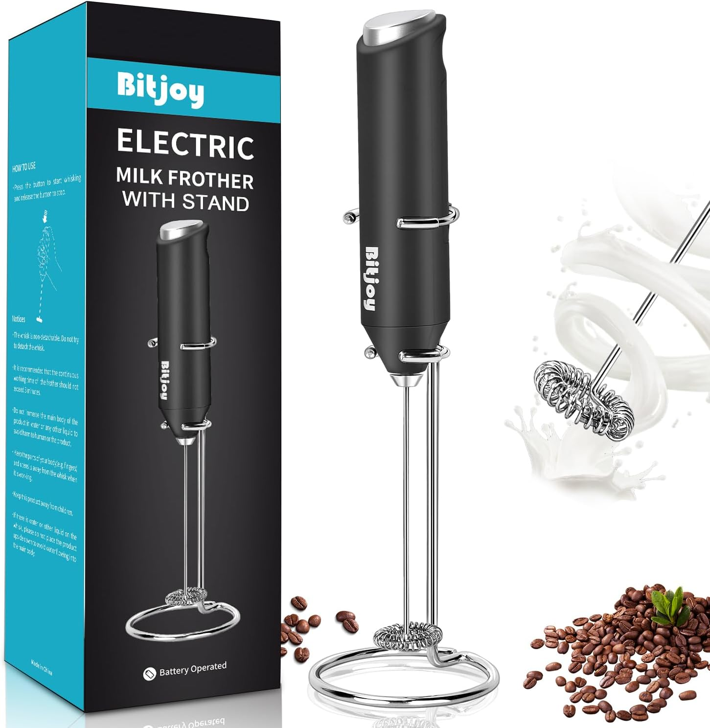 Milk Frother Electric Mixer Coffee - Battery Operated Whisk Handheld Drink Stirr-image