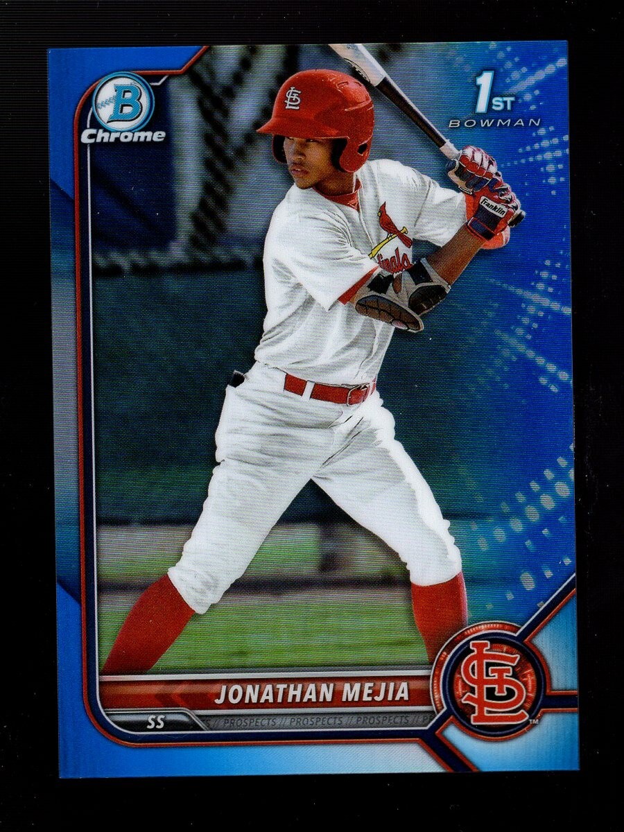 2022 BOWMAN CHROME BLUE REFRACTOR BCP168 JONATHAN MEJIA RC 140/150 CARDINALS
