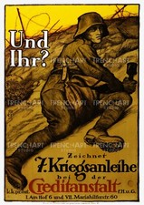 WWI German Army Propaganda Poster soldier trench grenade WW1 Print Art World War