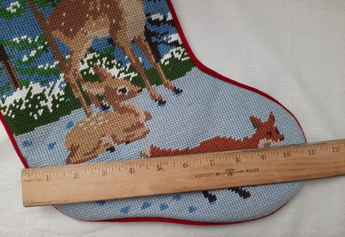 LL Bean Needlepoint Stocking Woodland Animals Deer Fox Personalized Helen - Picture 11 of 14