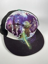 Star Wars Yoda Kids SnapBack Flat Brim Bill Hat Light Saber Glows In Dark