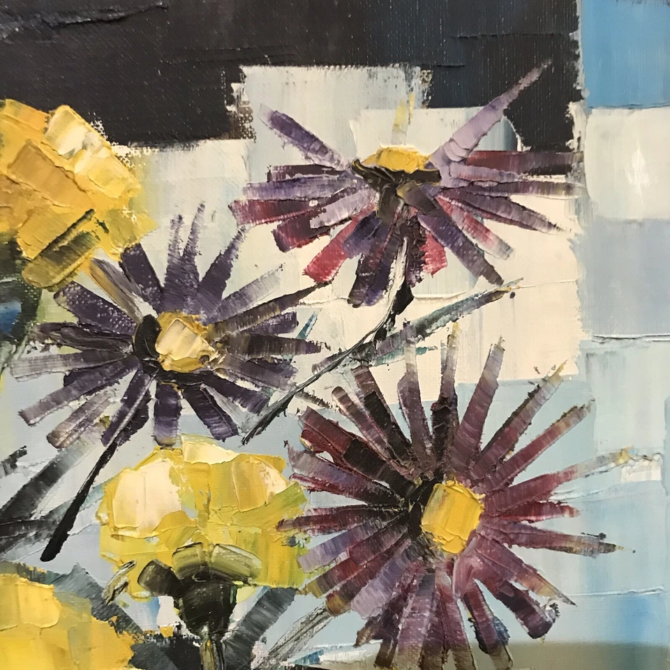 Nature morte Œillets D’Inde signée Guy Vidal 85x73 Cm . - Photo 4/4