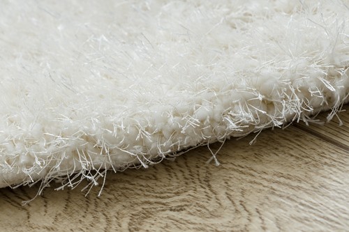 Exclusiva alfombra suave peluda moderna círculo BUENOS lisa, color único BLANCO - Imagen 5 de 10