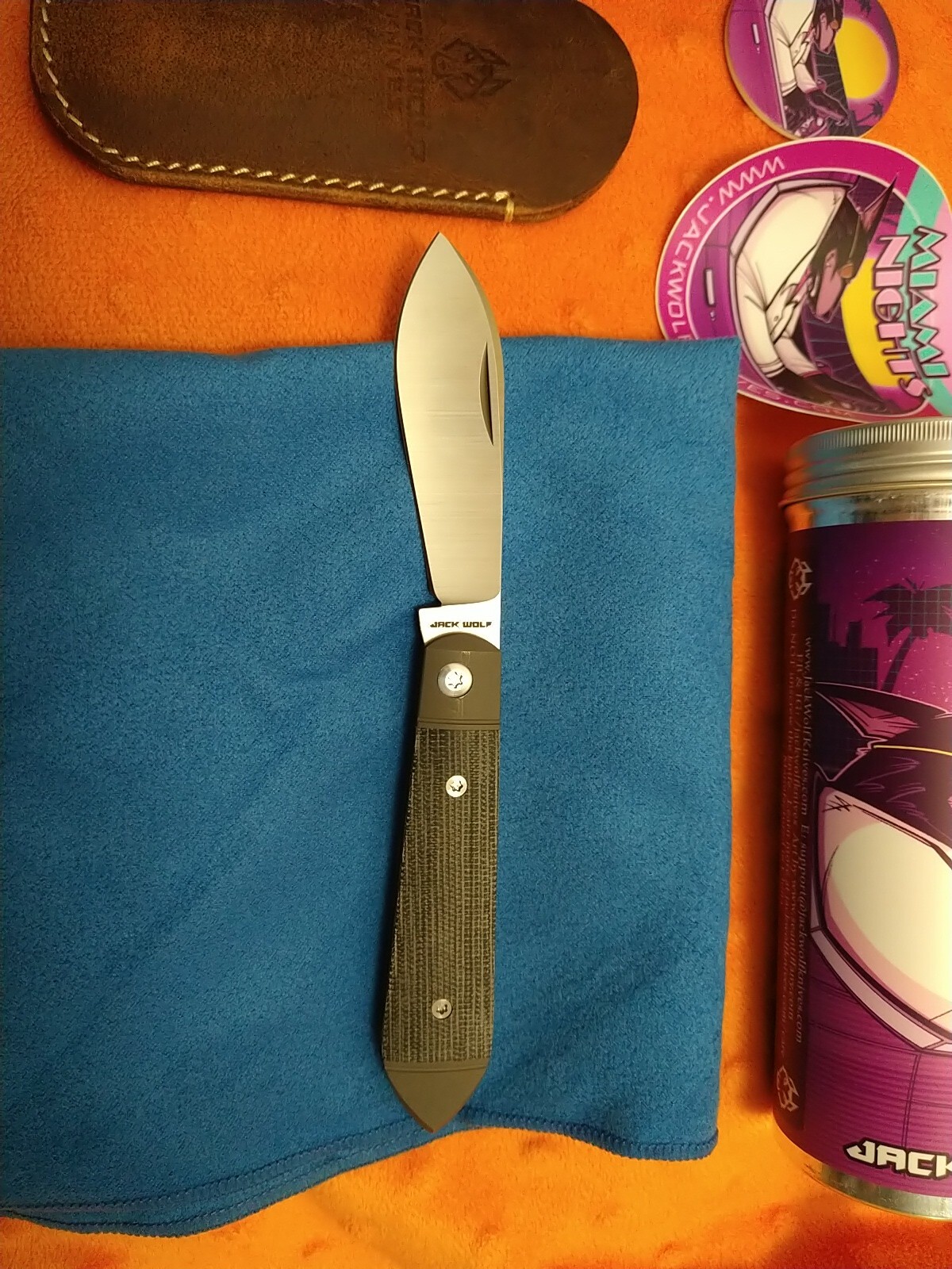 JACK WOLF KNIVES Low Drag Jack Black Canvas Micarta Handles eBay