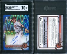 SGC 10 2022 Bowman Chrome Autograph Blue RayWave Refractor Greg Cullen RC /150