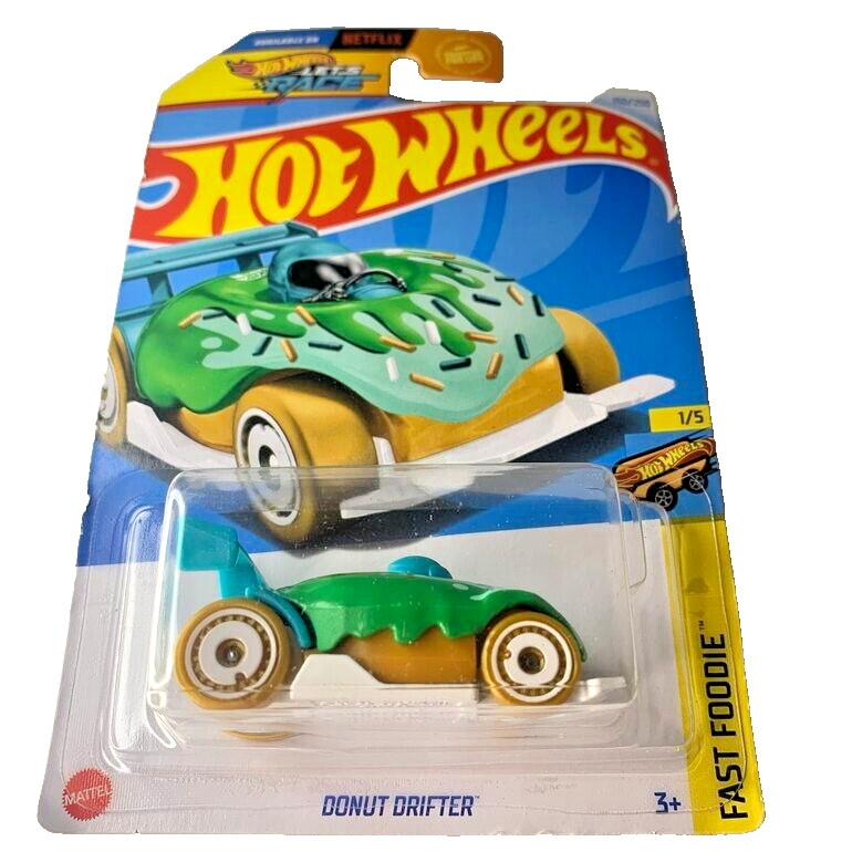 HOT WHEELS 2024 DONUT DRIFTER GREEN 150/250 HTB46 LETS RACE NETFLIX SHOW SEALED
