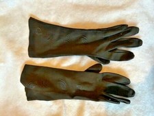 WOMEN'S COTTON RAYON 12" LONG BLACK GLOVES DECORATIVE STITCHING SIZE 7