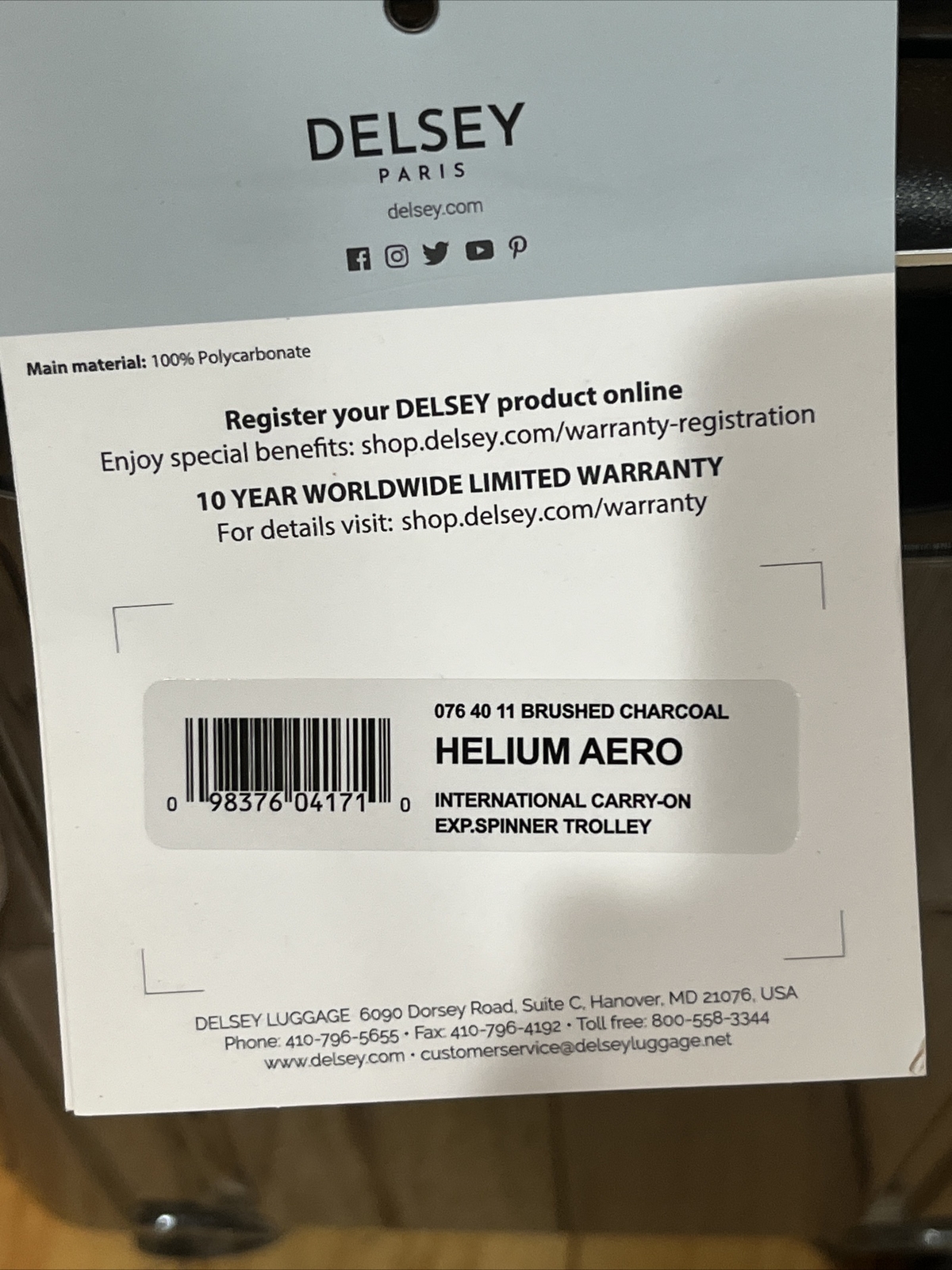 DELSEY Paris Helium Aero Hardside Expandable Luggage Spinner Trolley Carry-on