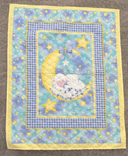 REVERSABLE HAND MADE BABY COMFORTER PANEL QUILT NEW CARYN 27
