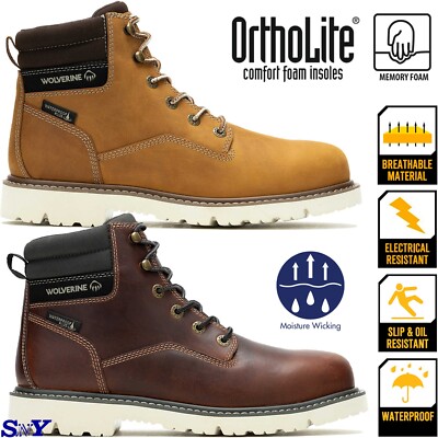 WOLVERINE Waterproof Men's Revival Soft Toe Boots Composite Shank Lightweight wv