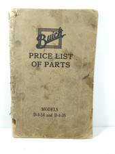 1917 Buick Price List Of Parts Models D-4-34 And D-4-35 Original
