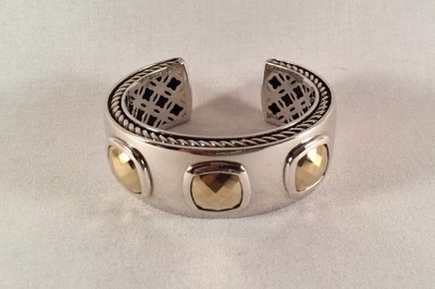 DAVID YURMAN ALBION MEDIUM STERLING & 18K GOLD KISSEN MANSCHETTENARMBAND NEU $ 2850