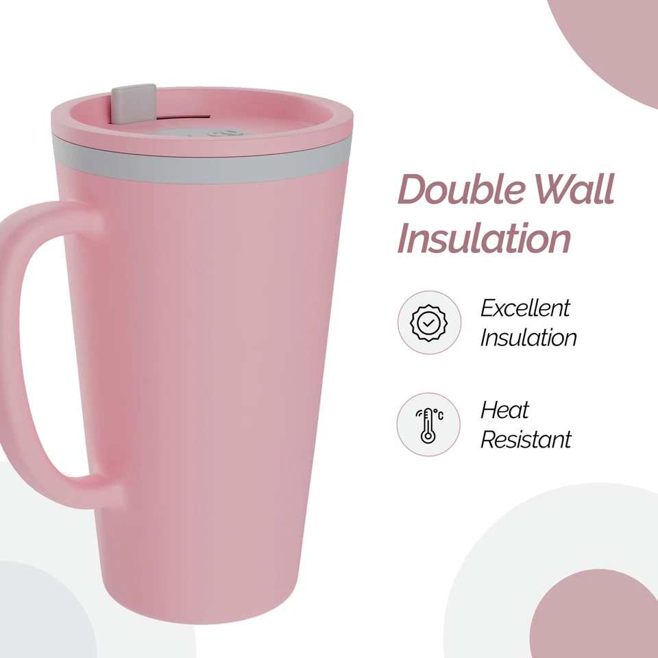 Taza de escritorio cono Copco 16 oz, doble pared aislante - rosa Foto 3 de 4