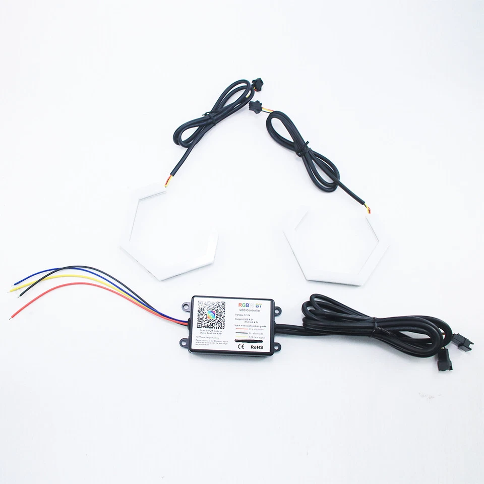 Anillos halo LED hexagonales Bluetooth dinámicos RGB ojo de ángel para Kawasaki Ninja ZX6R 03-06 Foto 2 de 4