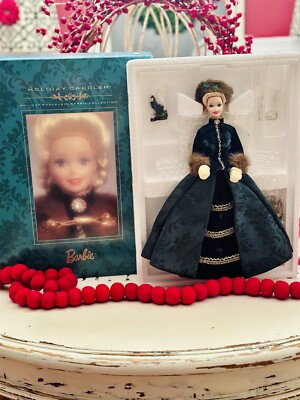 VTG NIB 1996 Porcelain Barbie Holiday Caroler Serial #20244 Mint Mattel