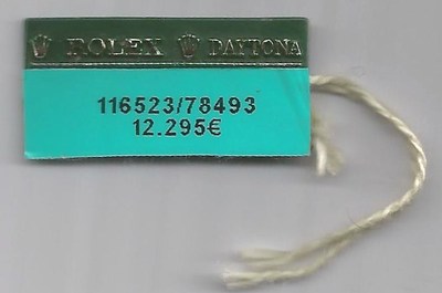 Vintage ROLEX Green Hang Tag Sello 116523/78493 ROLEX DAYTONA Tag Showcase 