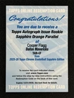 2025-26 Topps Chrome Cooper Flagg Sapphire Orange Parallel Issue RC Auto /25