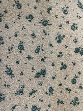 VIP Cranston Printworks Tan Calico Floral Cotton w/ Green Roses 1-1/4 Yards