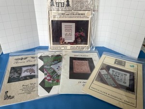 Lot of 5 Embroidery Patterns Trail Creek Farms M Designs Acorn Pin Pillow VGC