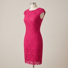 Lauren Ralph Lauren 10 Red Floral Lace Cap Sleeve Sheath Dress Sexy Elegant
