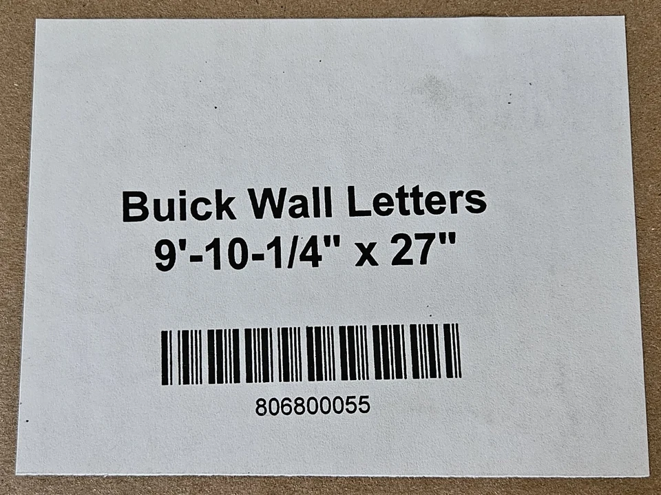 Letras de pared Buick Showroom - Letrero con logotipo concesionario sala de exposición - grande - NUEVO EN CAJA NUEVO Foto 4 de 4