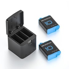 2Pcs Hero Battery 3-Channel Charger Station for Gopro Hero 9 10 11 12 Camera