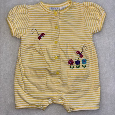 Vintage Simply Basic Bubble Romper Baby Girls Sz 0-3 Months Embroidered 90s