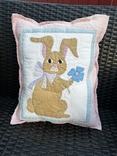 Spring Bunny Appliqué Pillow, Farmhouse Style, Shabby Chic, Vintage fabrics,