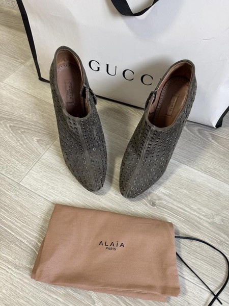 Women Alaïa Ankle Boots Grey 38.5
