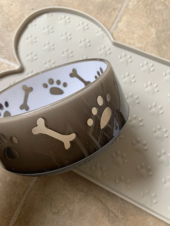 Brown Beige Cream Dog Water Food Bowl pet x2  Mat molly mae bed chair table   - Image 4 of 4