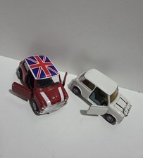 2 X Corgi Mini Cooper Union Jack white red diecast model toy cars Italian Job