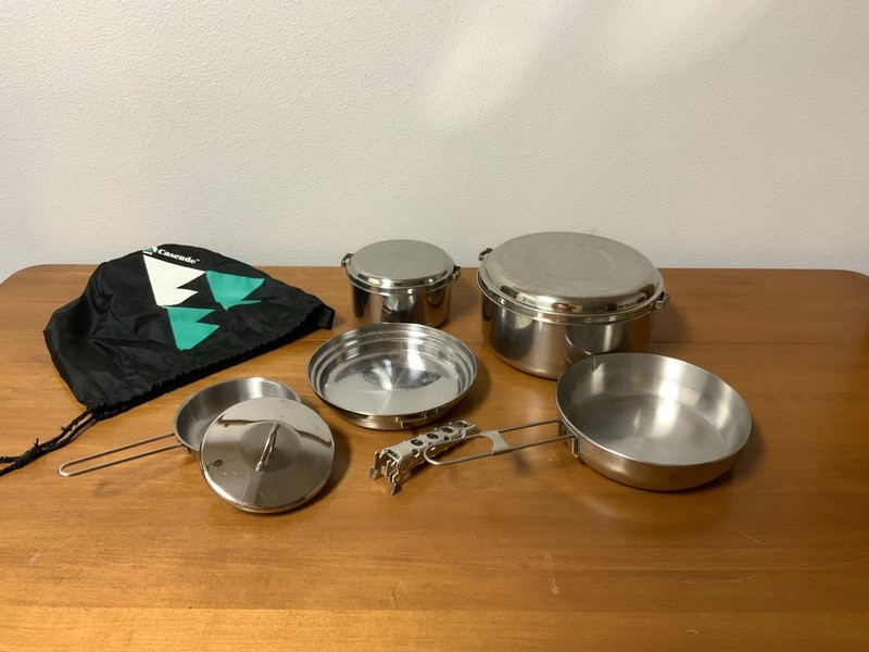 MSR Alpine Stainless Steel Camping Cook Pans Mixed Lot + Small Hesmer Pan+ Lid