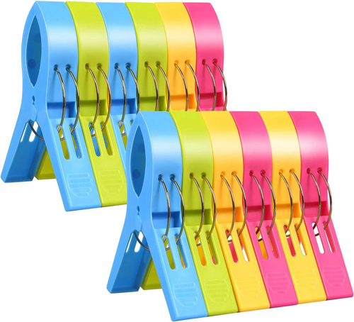 12 Pezzi Mollette Da Bucato, Mollette in Plastica Grandi Multicolore, Clip Di Ve - Foto 11 di 12