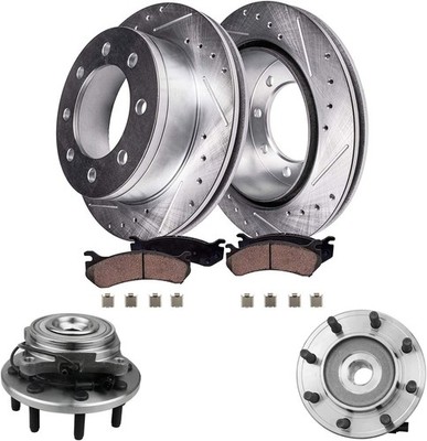 2WD Front Brake Pads Rotors Wheel Hubs for 2012 2013 2014 Ram 2500