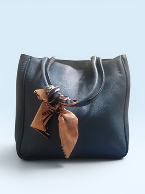 JIL SANDER DEEP TURQUOISE PEBBLED LEATHER SMALL TOTE