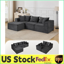   107" Boneless Cloud Modular Sectional Sofa L-Shape Corduroy Upholstered Couch