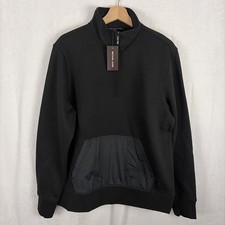 Michael Kors Men's Quarter Zip Pullover Sweatshirt Black Pocket Size Large NWT