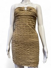 SHEIN Beige Ruffle Strapless Sleeveless Bodycon Mini Dress S