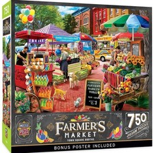 Master Pieces 32253 Farmer's Market - Town Square Booths 750 Piece Jigsaw Puzzle