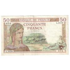 [#391710] France, 50 Francs, Cérès, 1935, L.3154, EF, Fayette:17.18, KM:81