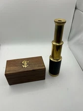 Antique Style Victorian Telescope Spyglass Scope Replica in Wooden Box Nautical