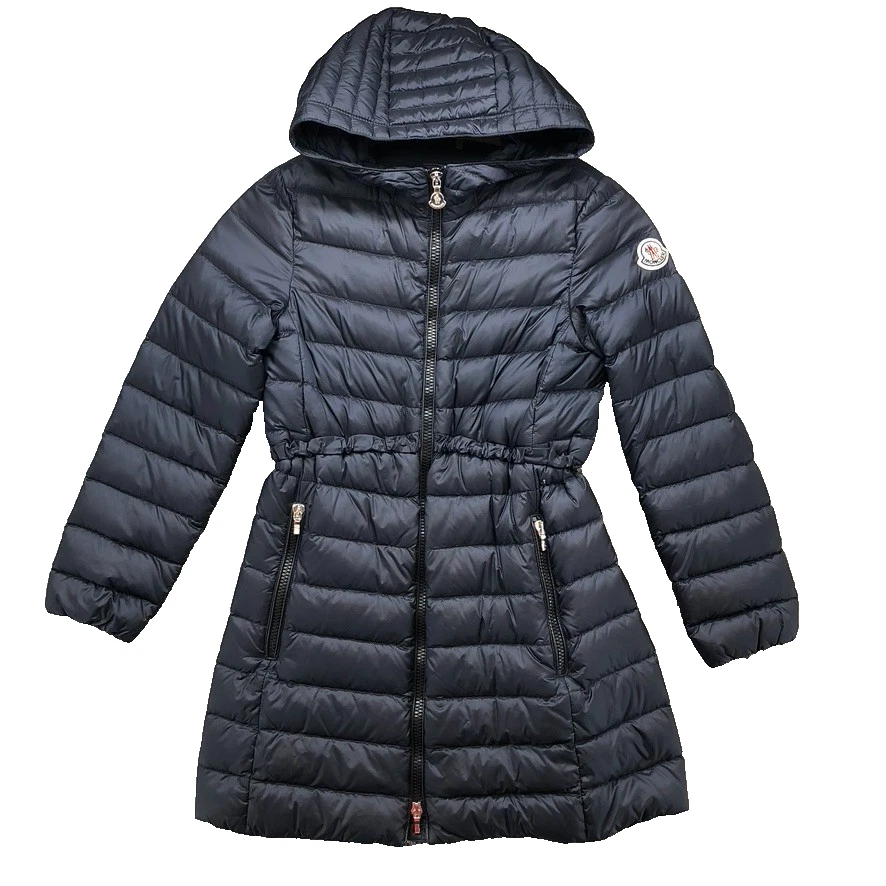 Moncler — Moncler Sava Giubbotto Puffer Coat Kids 10 Blue Mid Length Hooded Winter Warm