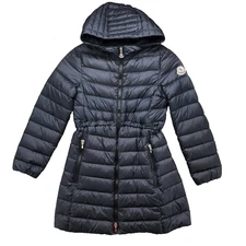 Moncler Sava Giubbotto Puffer Coat Kids 10 Blue Mid Length Hooded Winter Warm