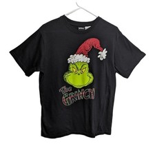 Dr. Seuss The Grinch Top Unisex Medium Crewneck Christmas Tee T-shirt Black M