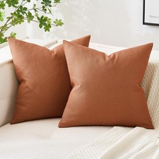 MIULEE 2 Pack 16x16 Linen Burlap Farmhouse Boho Decorative Accent Pillow Covers