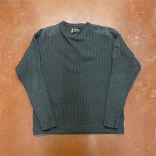 Eddie Bauer Gray Ribbed-Knit Cotton Pullover Sweater XL Shoulder Patch