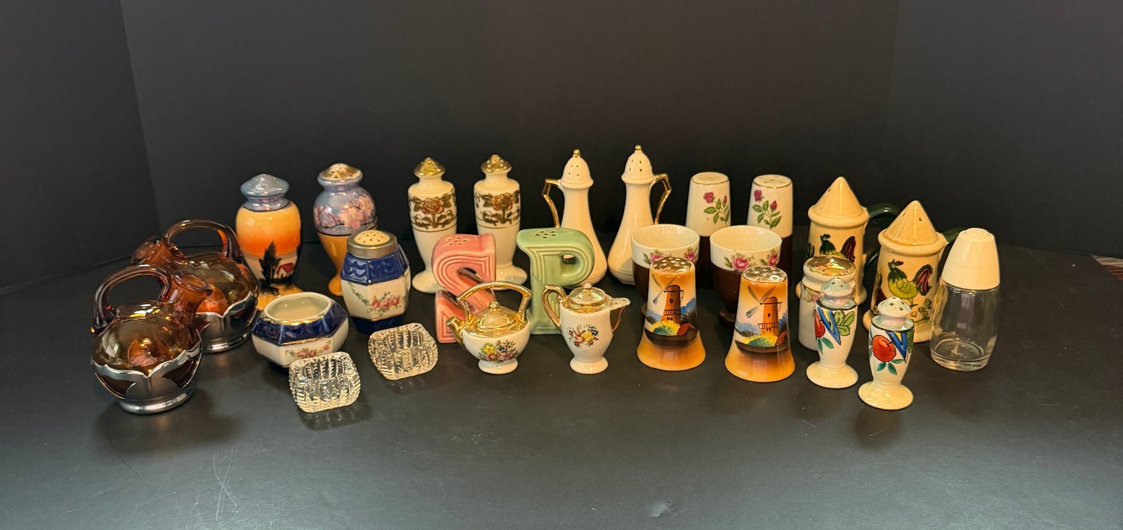 Mixed Vintage Salt & Pepper Shakers Lot Ceramic Glass Figural Japan MCM
