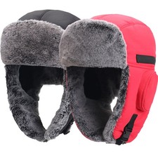 Winter Ski Hat Faux Fur Aviator Russian Ushanka Warm w/Ear Flaps for Women Men